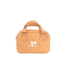Courreges-Leather Bowling Bag-Brown
