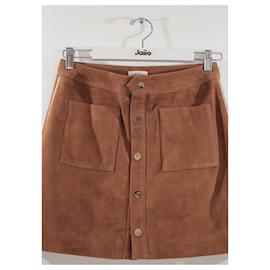 Autre Marque-Suede mini skirt-Brown