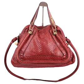 Chloé-Leather shoulder bag-Dark red