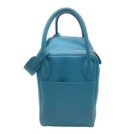 Autre Marque-Hermes Turquoise 2007 Leather Lindy Handbag-Blue