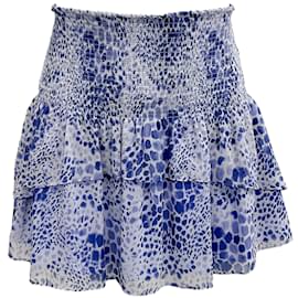 Autre Marque-Ramy Brook Blue / White Ruched Mini Skirt-Blue