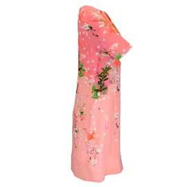 Autre Marque-Rosa Kreppkleid mit mehrfarbigem Blumen-Sakura-Print von Givenchy-Pink