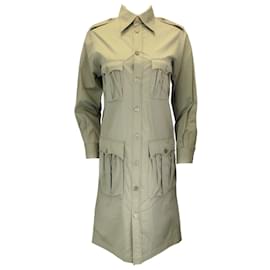 Autre Marque-Jean Paul Gaultier Femme Robe utilitaire en coton de style militaire vert-Vert