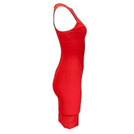 Autre Marque-Veronica Beard Red Full Back Zip Sleeveless Fitted Knit Dress-Red