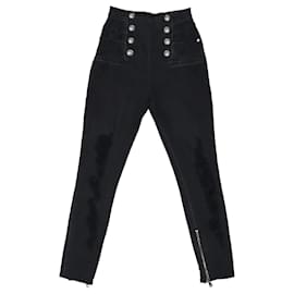 Balmain-Black Pocket Detail Zipper Pants-Black