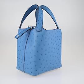 Hermès-Blue Paradise Ostrich Picotin Lock 18 bag-Blue