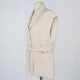 Hermès-Cream Belted Sleeveless Vest-Cream
