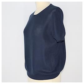 Loro Piana-T-shirt in maglia blu navy-Blu