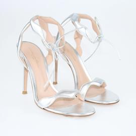 Gianvito Rossi-Silver Ankle Strap Sandals-Silvery