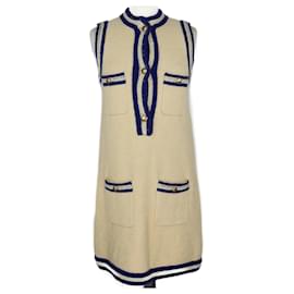 Gucci-Yellow/Blue Stripe Pocket Detail Midi Dress-Blue