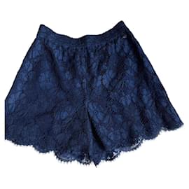Chanel-Chanel camellias lace shorts-Navy blue