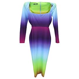 Autre Marque-Alex Perry Gradient Toryn Long Sleeve Dress in Multicolor Linen-Multiple colors