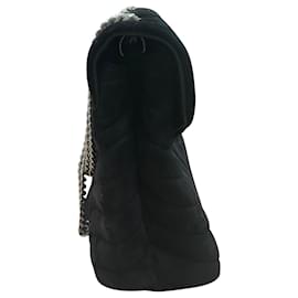 Saint Laurent-Saint Laurent Medium Loulou Quilted Chain Bag in Black Suede-Black