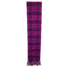 Lenço xadrez com franjas Burberry em Roxo Lana Vergine Roxo