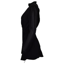 Reformation-Vestido estilo envoltório de manga comprida Reformation em viscose preta-Preto