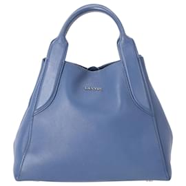Lanvin-Lanvin Cabas Mini Bag in Blue Leather-Blue