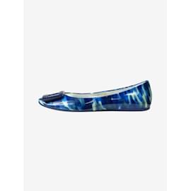 Roger Vivier-Blau bedruckte flache Schuhe – Größe EU 36.5-Blau