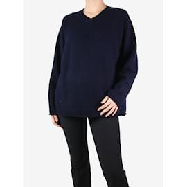 Sofie d'Hoore-Marineblauer Pullover mit V-Ausschnitt – Größe S-Blau