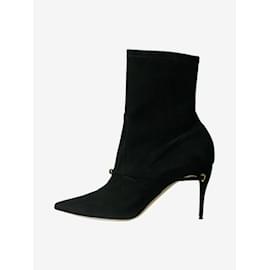 Autre Marque-Black suede pointed toe boots - size EU 41-Black