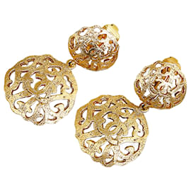 Chanel-Chanel Gold CC Drop Earrings-Golden