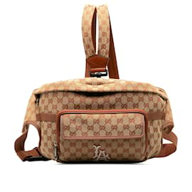 Gucci-Gucci Brown X MLB GG Canvas LA Dodgers Convertible Belt Bag-Brown,Other