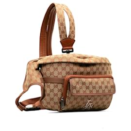 Gucci-Gucci Brown X MLB GG Canvas LA Dodgers Convertible Belt Bag-Brown,Other
