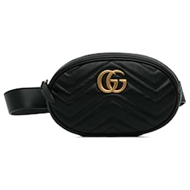 Gucci-Gucci Black Gg Marmont Matelasse Belt Bag-Black