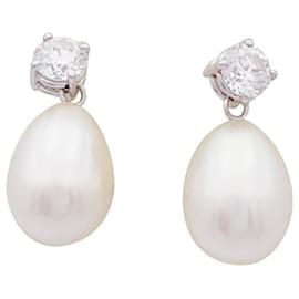 inconnue-White gold earrings, diamants, Beads.-Other