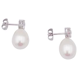 inconnue-White gold earrings, diamants, Beads.-Other