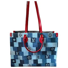 Louis Vuitton-Bolso Louis Vuitton Onthego Buen estado Denim multicolor-Azul