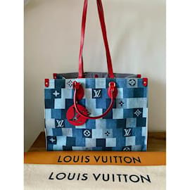 Louis Vuitton-Louis Vuitton Onthego Handtasche Guter Zustand Mehrfarbiger Denim-Blau