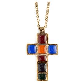 Gucci Resort 2019 Collar Largo de Cruz Multicolor Oro Multicolor