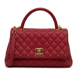 Chanel-CHANEL HandbagsLeather-Red