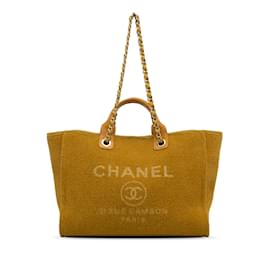 Chanel-Yellow Chanel Deauville Tote Satchel-Yellow