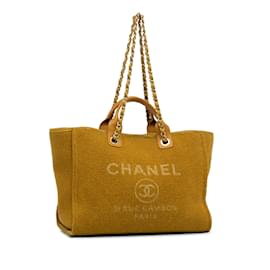 Chanel-Yellow Chanel Deauville Tote Satchel-Yellow