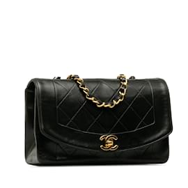 Chanel-Black Chanel Small Lambskin Diana Crossbody Bag-Black