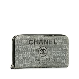 Chanel-Portefeuille continental gris Chanel Tweed Deauville-Autre