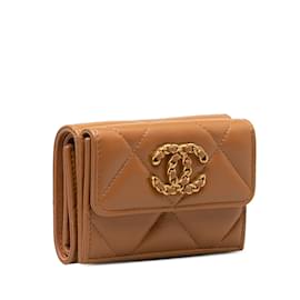 Chanel-Brown Chanel 19 Trifold Flap Compact Wallet-Brown
