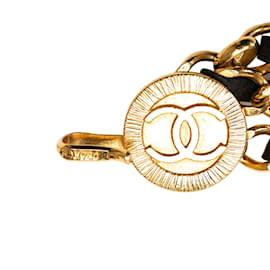 Chanel-Gold Chanel Medallion Leather Chain Belt-Golden