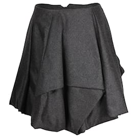 Alexander Mcqueen-Alexander McQueen Draped Mini Skirt in Gray Wool-Grey