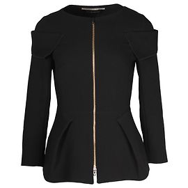 Roland Mouret Zip-Front Peplum Jacket in Black Wool Black