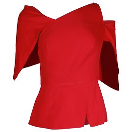 Roland Mouret Asymmetrisches Schößchen-Top aus fuchsiarosa Viskose Pink
