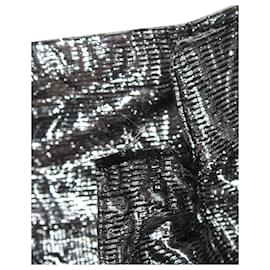 Isabel Marant-Isabel Marant Brocade Metallic Wrap Minirock aus silberner Wollmischung-Silber,Metallisch