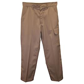 Valentino Garavani-Pantalones de pierna ancha con bolsillo con solapa lateral Valentino Garavani en poliéster marrón-Castaño