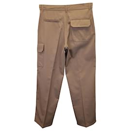 Valentino Garavani-Valentino Garavani Wide-Leg Side Flap Pocket Pants in Brown Polyester-Brown