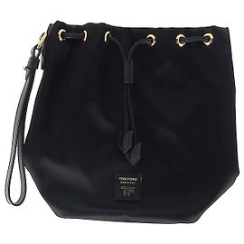 Borsa a secchiello Tom Ford in raso nero Nero