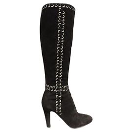 Prada Wildlederstiefel dunkelbraun Größe 39 Dunkelbraun