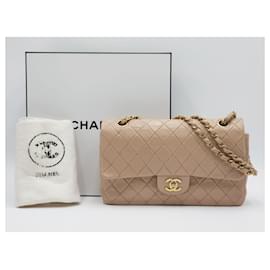 Chanel-Chanel Timeless Classic Aba forrada média 2.55 Bolsa-Bege