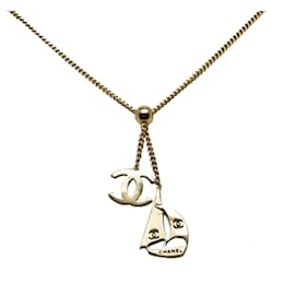 Chanel-Chanel Silver CC Yacht Pendant Necklace-Silvery