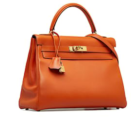 Hermès-Hermes Orange 1998 Swift Kelly Retourne 32-Orange